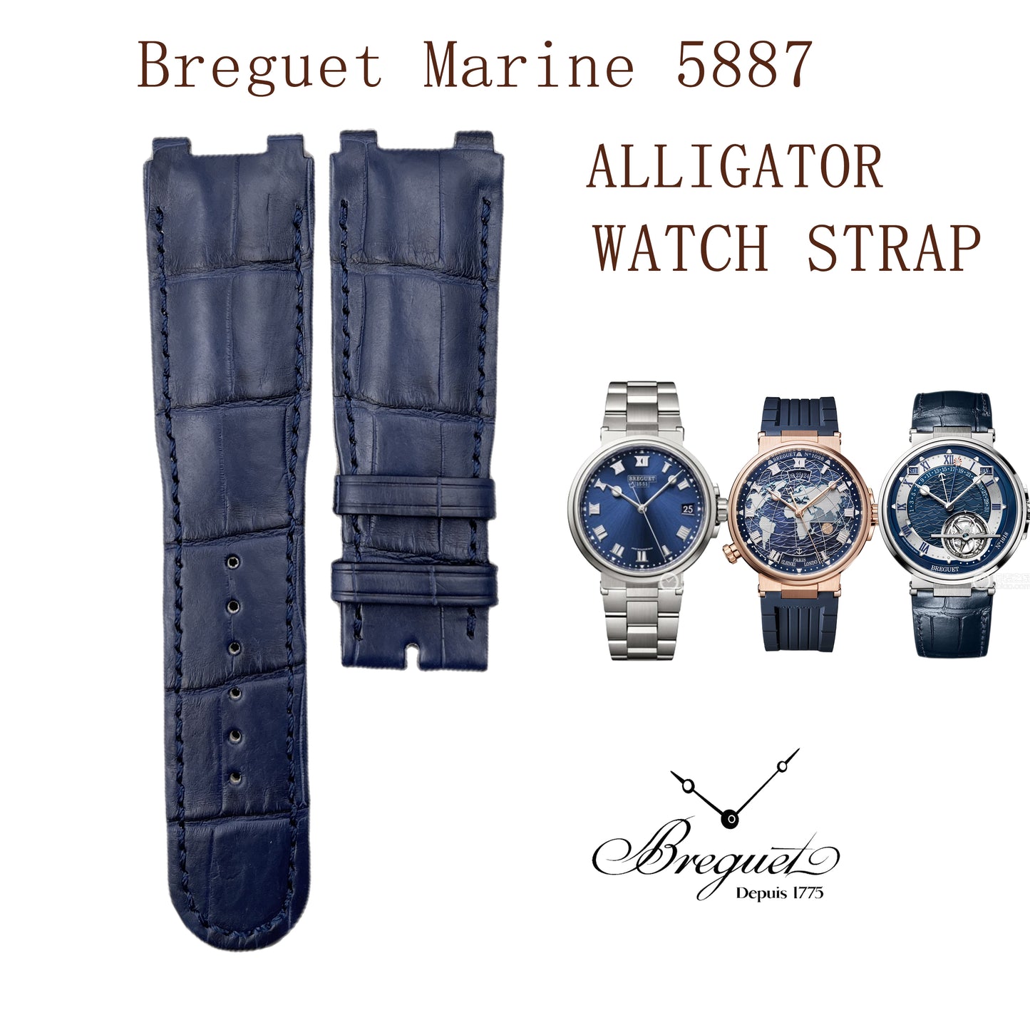 BREGUET 5887 5517 ALLIGATOR WATCH BANDS